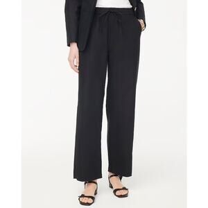 J.Crew Cotton Slim Wide-Leg Drawstring Pants Womens Size 14 Black High Waisted